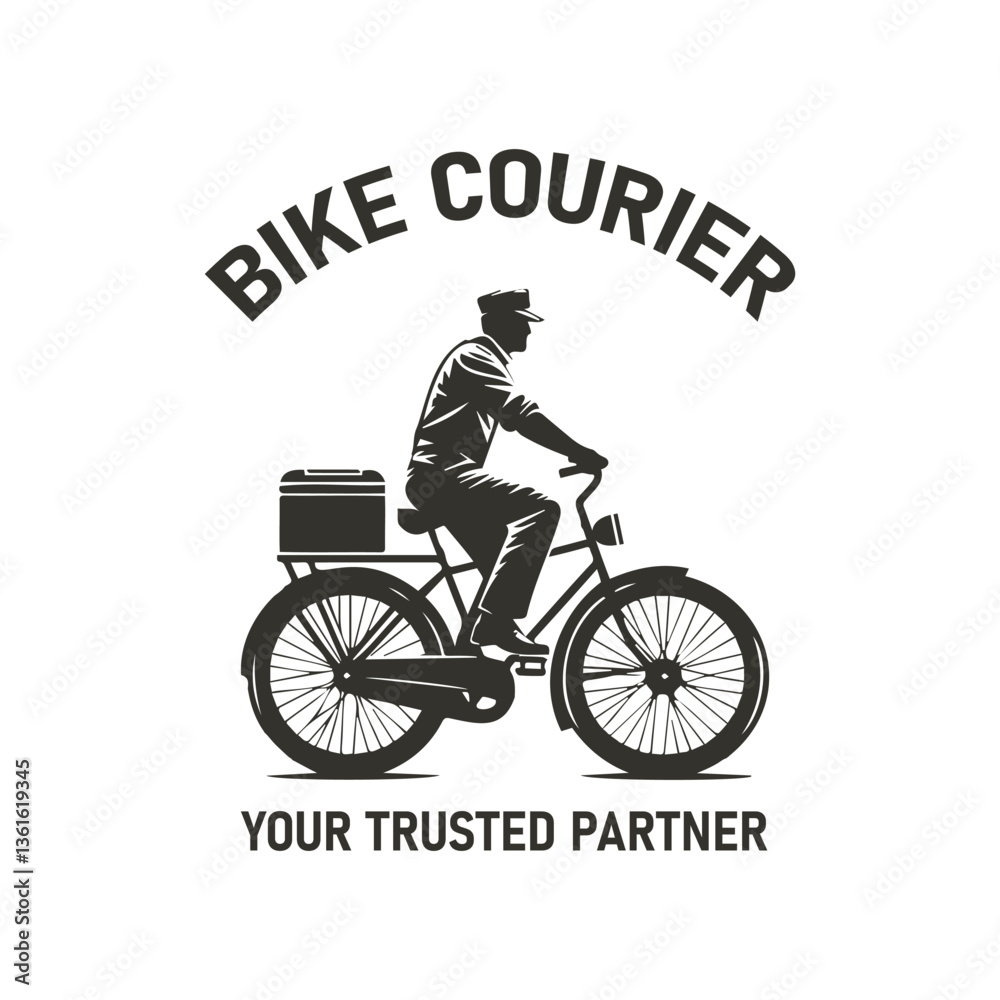 Fototapeta premium vector logo illustration of a bicycle courier