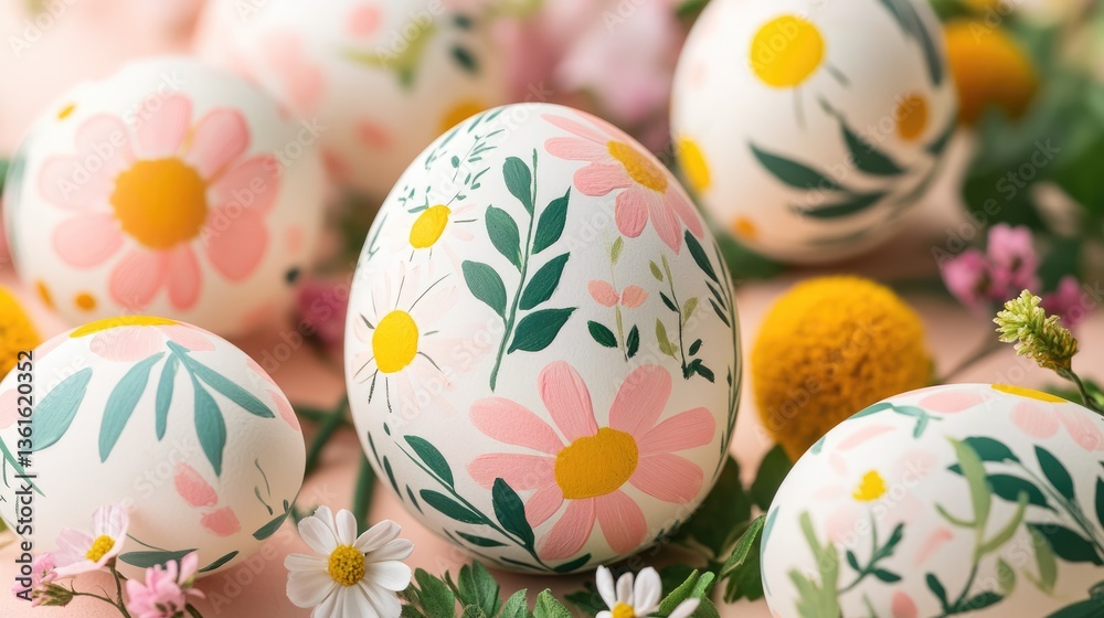 Fototapeta premium Floral Easter Eggs: A Springtime Delight