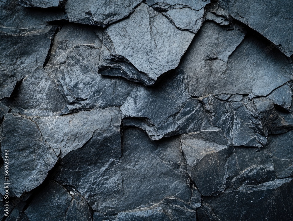 Dark Gray Stone Texture. Intricate, rough, and fragmented rock surface. Close-up view of a dark gray stone wall Dark Gray Stone Texture. Intricate, rough, and fragmented rock surface. Close-up view of a dark gray stone wall