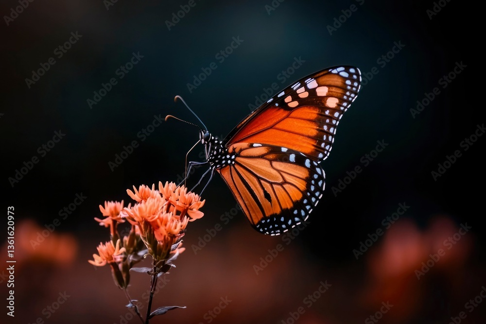 Fototapeta premium Monarch butterfly on orange flower