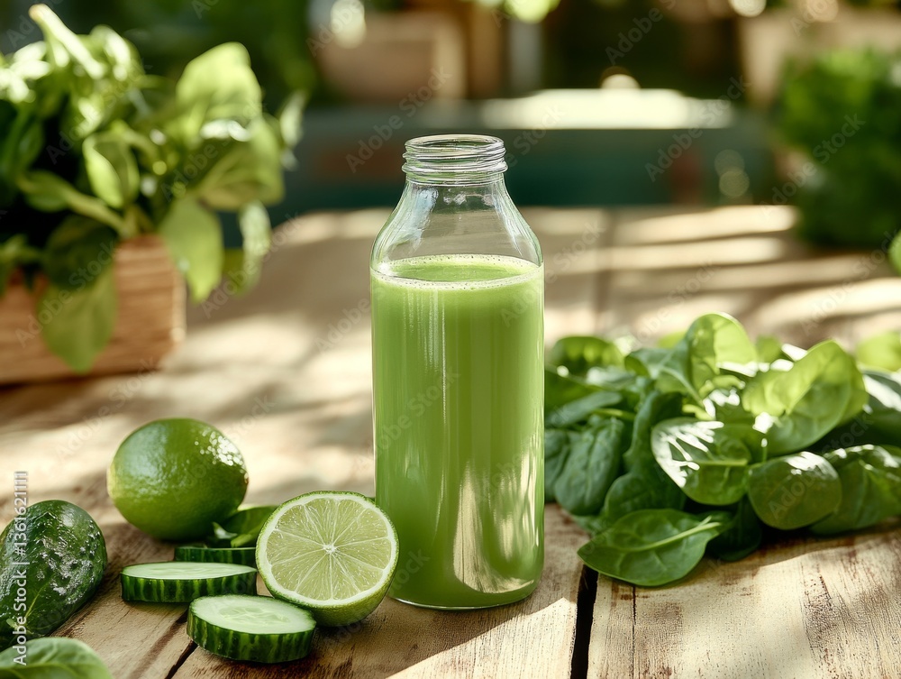 Green detox juice with fresh cucumber and lime
Green detox juice with fresh cucumber and lime
