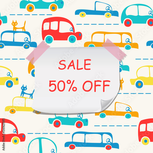 Big sale banner. Special offer price label design. Super Sale promotion banner template. Doodle background. Vector Illustration.