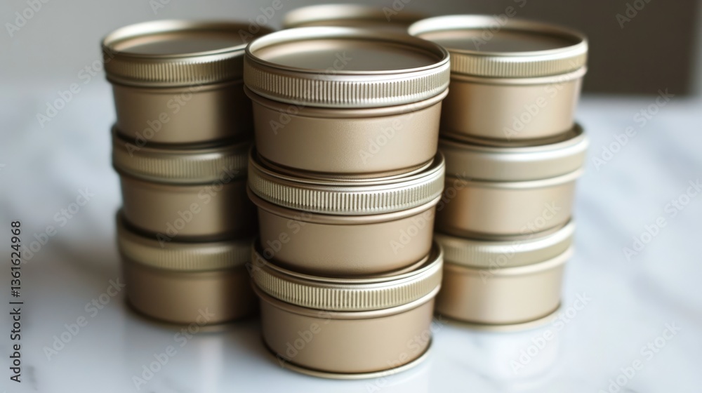 Stack of Elegant Gold Metal Containers Stack of Elegant Gold Metal Containers