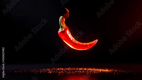Fiery Chili Pepper in Flight: A Culinary Blaze