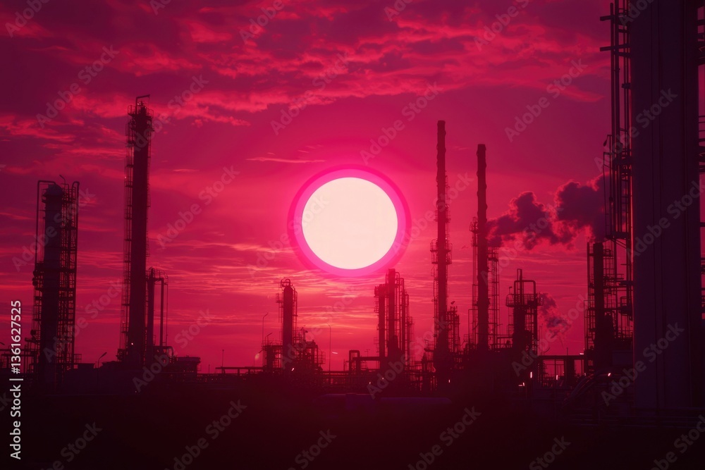 Fototapeta premium Sunset over industrial complex