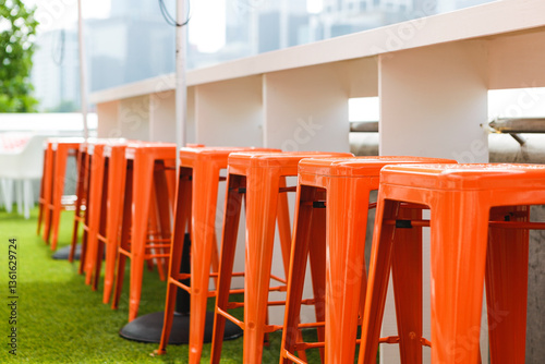 orange outdoor seating area