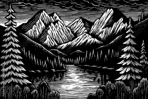 black and white natural wonders explore majestic peaks serene lakes tranquil forests enchanting sunsets breathtaking landscapes