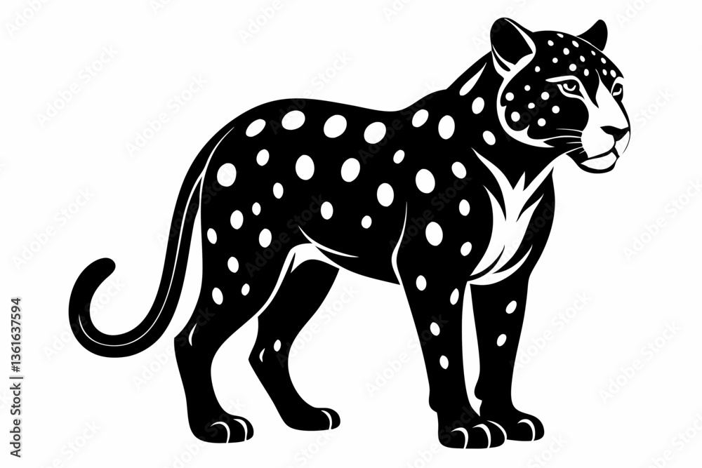 Fototapeta premium jaguar silhouette line art vector illustration