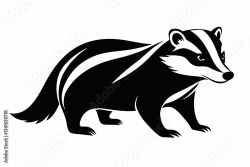 badger silhouette line art vector illustration
