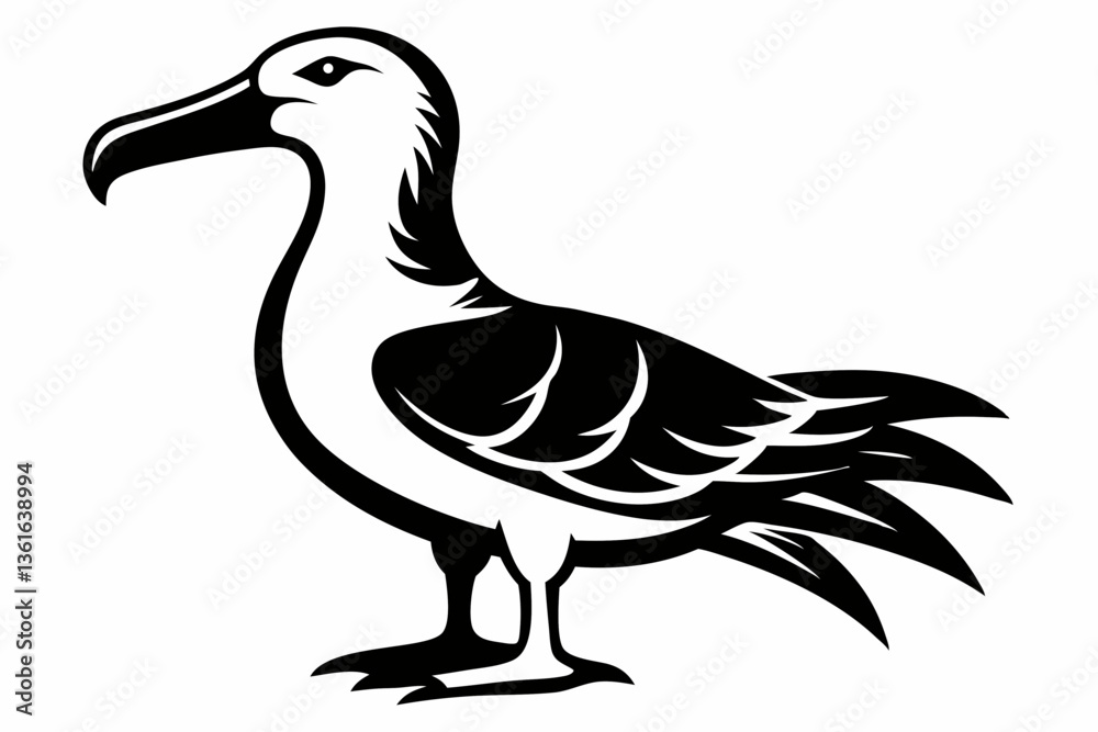 Fototapeta premium albatross silhouette line art vector illustration