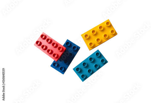 colorful plastic building blocks isolated on white background