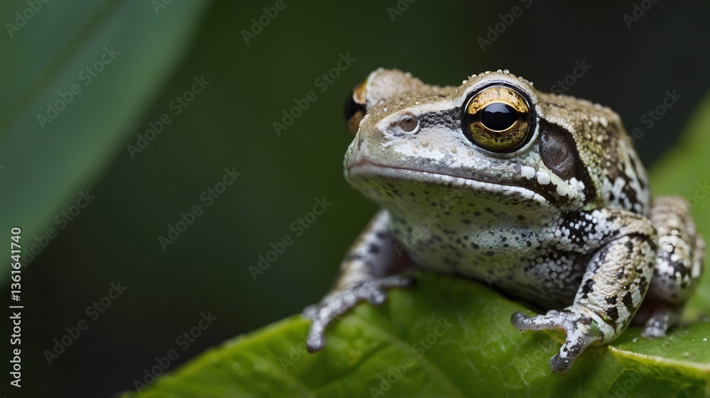 Cope's Gray Treefrog Resting on a Leaf in a Forest Setting Cope's Gray Treefrog Resting on a Leaf in a Forest Setting