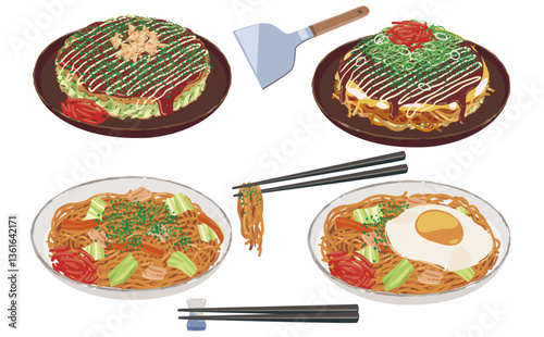焼きそばとお好み焼き