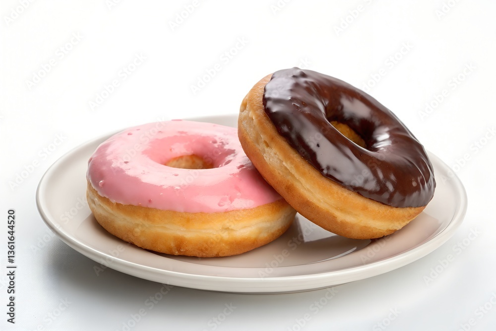 Delicious Donuts plate on white background Delicious Donuts plate on white background