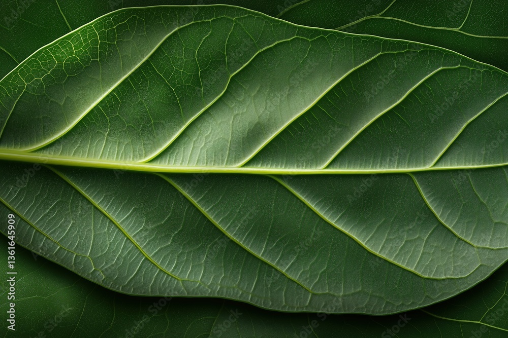 Naklejka premium Macro shot of vivid green leaf showing intricate vein structure. nature. ecology. sustainability