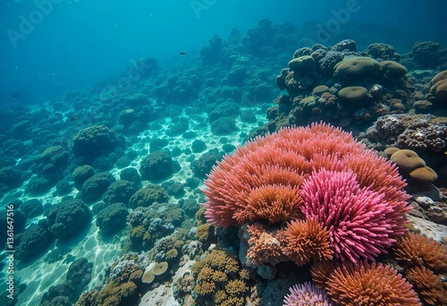 Wallpaper Mural vibrant pink and orange soft coral reef underwater scene Torontodigital.ca