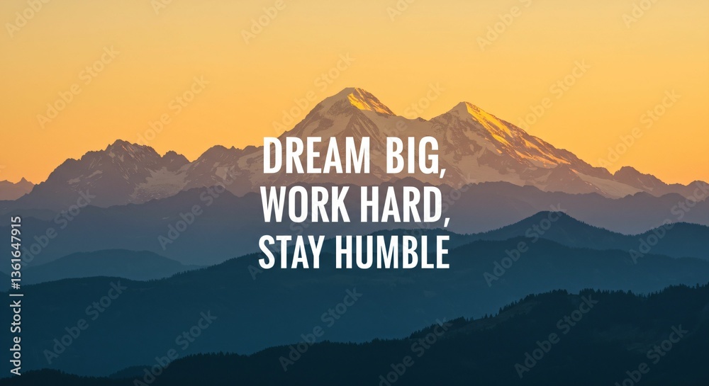 Naklejka premium AI-generated Inspirational Quote with Mountain Sunset