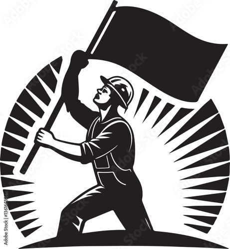  International May Day icon vector, illustration design with solid black color with white background