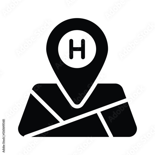 Creatively designed icon of hospital location in modern design style