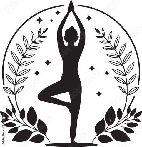 International Yoga Day clip art vector, illustration, icon design solid black color with white background