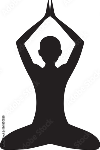  International Yoga Day silhouette icon vector, illustration, icon design solid black color with white background