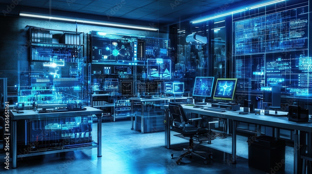 Advanced High-Tech Laboratory with Innovative Gadgets and Screens