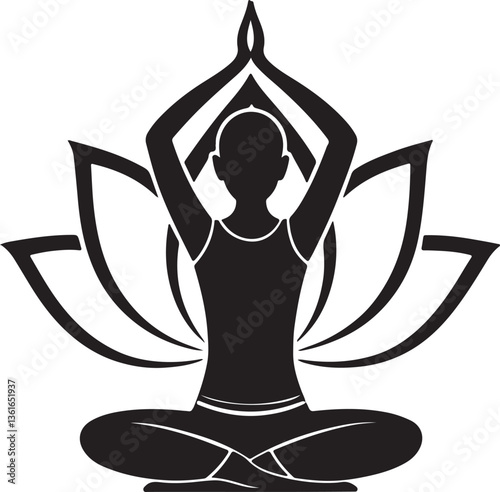 International Yoga Day vector icon, illustration, icon design solid black color with white background