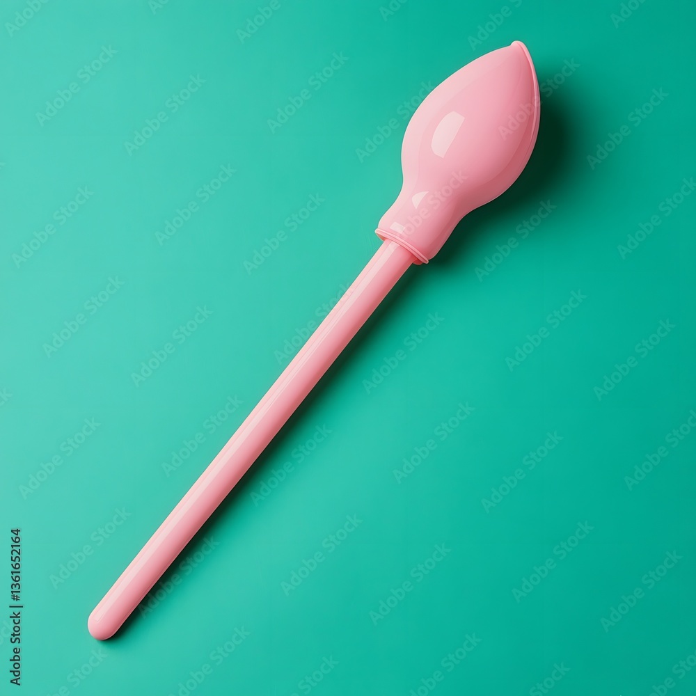 Pink Plastic Plunger on Teal Background Minimalist Product Photography Pink Plastic Plunger on Teal Background Minimalist Product Photography