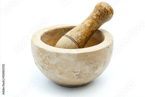 Pestle and mortar isolated on white background 