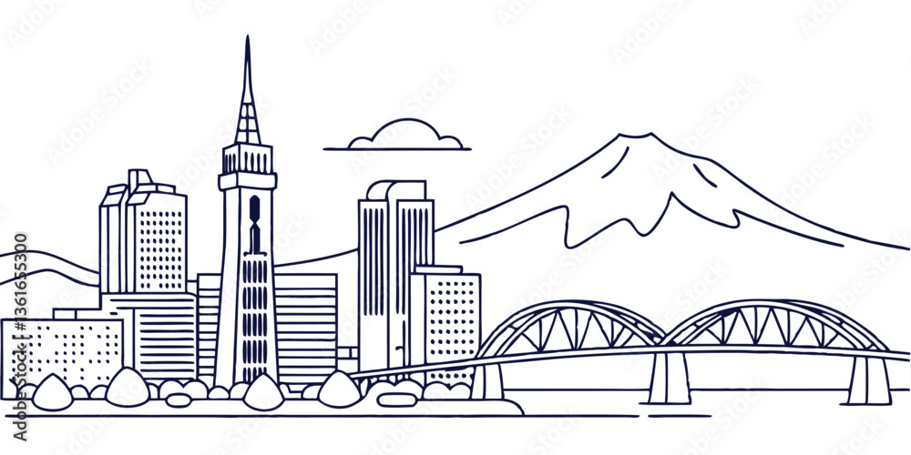 Obraz premium Vector illustration of a city skyline with buildings and landmarks