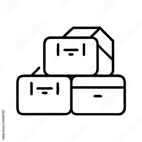Packing cubes stacked in minimalist style on a plain background  