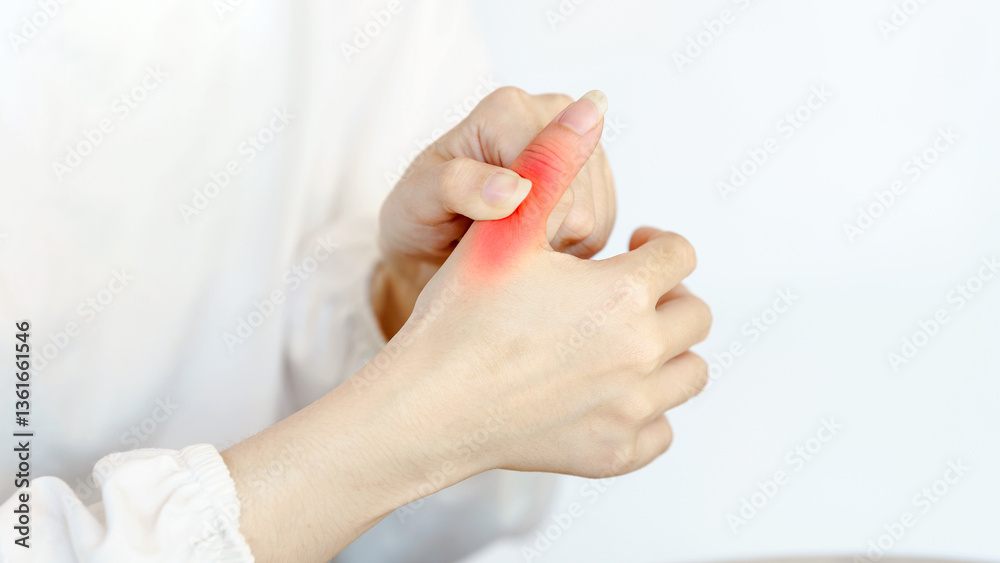 Naklejka premium Wrist pain chronic therapy concept. Hands engaged in a thumb exercise, promoting relaxation and flexibility.