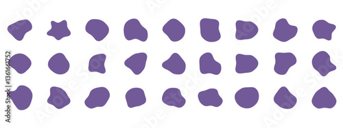 Organic colorful blob shapes. Round abstract organic shape collection. Pebble, drops and stone silhouettes. Random abstract liquid organic irregular blotch shapes.