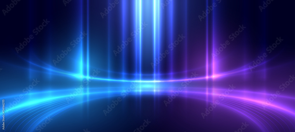 Obraz premium Abstract background. Shiny light effect scene. Future technology light speed motion concept. Futuristic technology pattern for banner or poster design.
