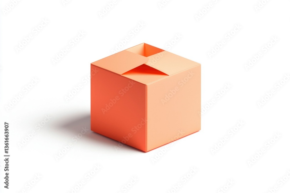 Obraz premium Geometric peach-colored cube