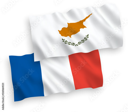 Flags of France and Cyprus on a white background