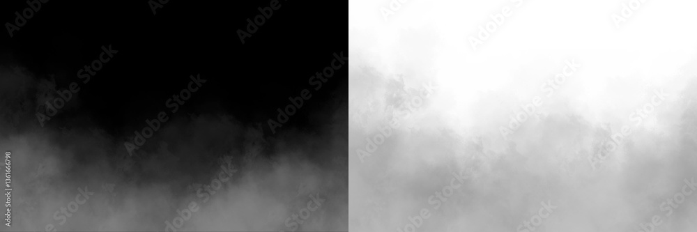 Fototapeta premium fog, smoke, translucent element for decoration. white clouds, haze, on a transparent and black background 