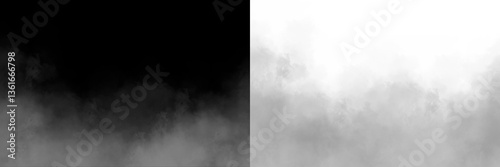 fog, smoke, translucent element for decoration. white clouds, haze, on a transparent and black background	
