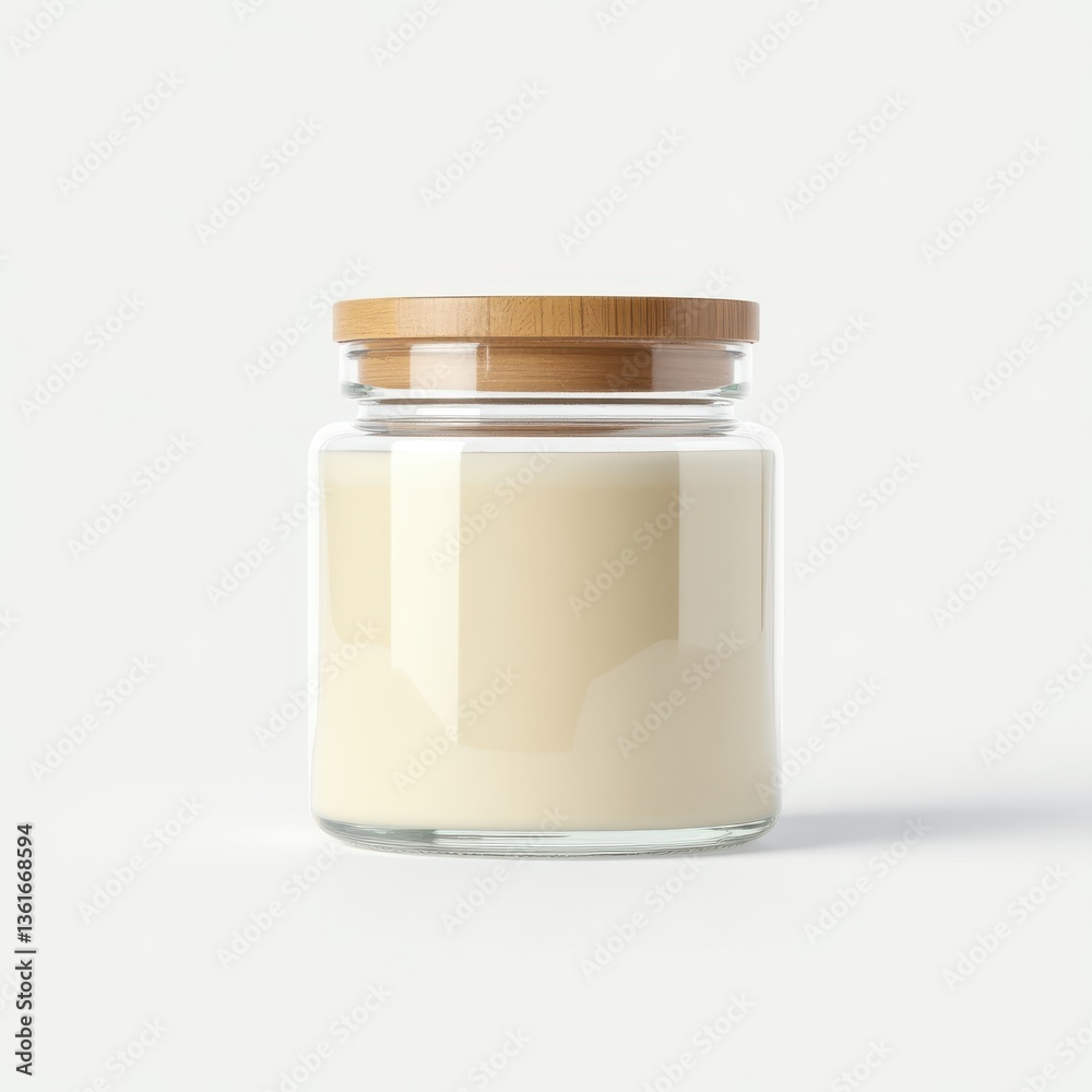 Stylish glass jar with bamboo lid for storage Stylish glass jar with bamboo lid for storage
