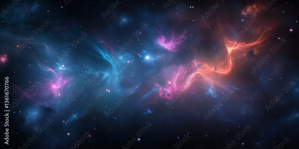 Fototapeta premium Epic Cosmic Landscape | Vibrant Space Scene with Planets, Nebula, and Alien Horizon