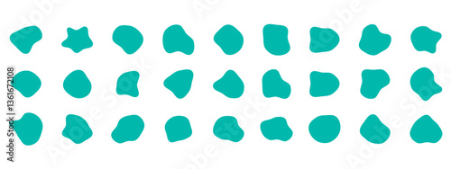Organic colorful blob shapes. Round abstract organic shape collection. Pebble, drops and stone silhouettes. Random abstract liquid organic irregular blotch shapes.