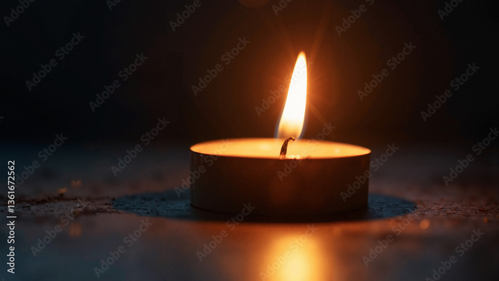 A flickering candle illuminating a darkened background, isolated on transparent background for wellness and inspirational uses. A flickering candle illuminating a darkened background, isolated on transparent background for wellness and inspirational uses.