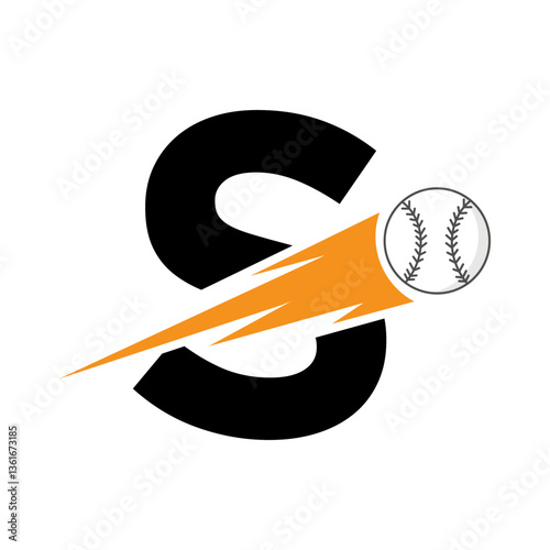 Initial Letter S Baseball Logo Design With Speed Symbol. Baseball Logo For Academy and Club Sign
