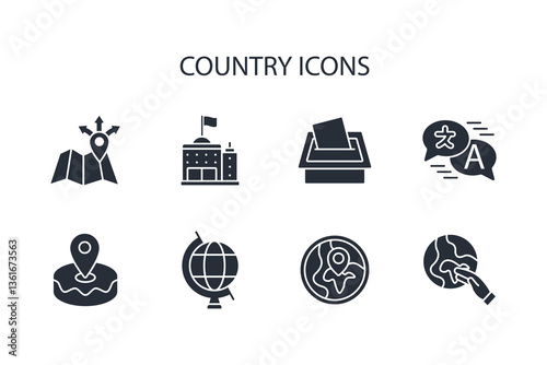 country icon set.vector.Editable stroke.linear style sign for use web design,logo.Symbol illustration.