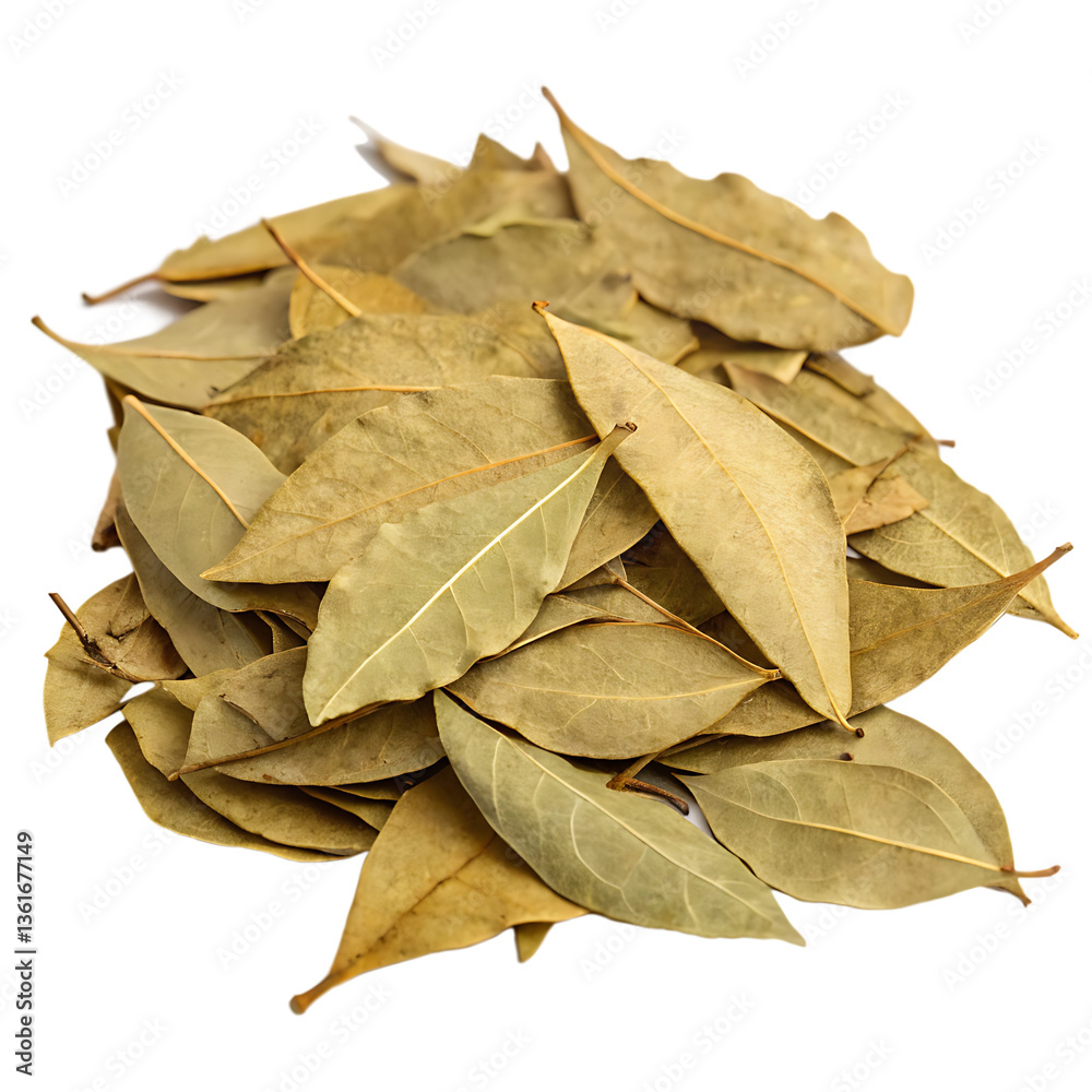 Dried curry leaves in a heap isolated on transparent background png Dried curry leaves in a heap isolated on transparent background png