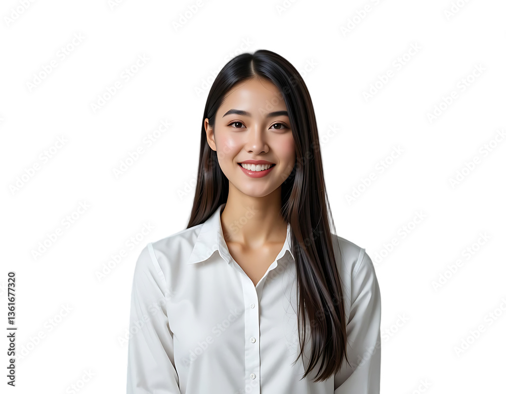 Joyful Young Woman with Long Hair Smiling Isolated on Transparent Background – Lifestyle and Beauty Theme Joyful Young Woman with Long Hair Smiling Isolated on Transparent Background – Lifestyle and Beauty Theme