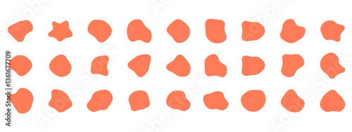 Organic colorful blob shapes. Round abstract organic shape collection. Pebble, drops and stone silhouettes. Random abstract liquid organic irregular blotch shapes.