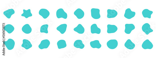 Organic colorful blob shapes. Round abstract organic shape collection. Pebble, drops and stone silhouettes. Random abstract liquid organic irregular blotch shapes.