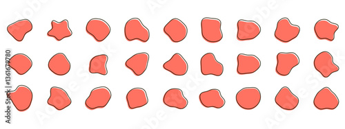 Organic colorful blob shapes. Round abstract organic shape collection. Pebble, drops and stone silhouettes. Random abstract liquid organic irregular blotch shapes.