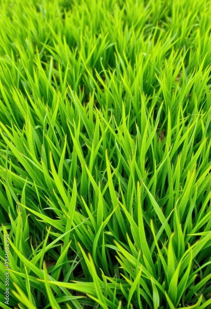 Fototapeta premium Lush green grass background, vibrant and textured, flora, summer, texture
